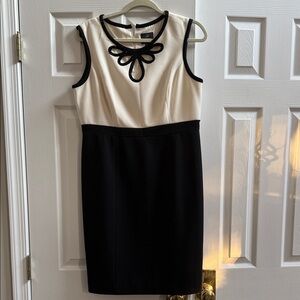 Adrianna Papell Black and Cream Midi Dress